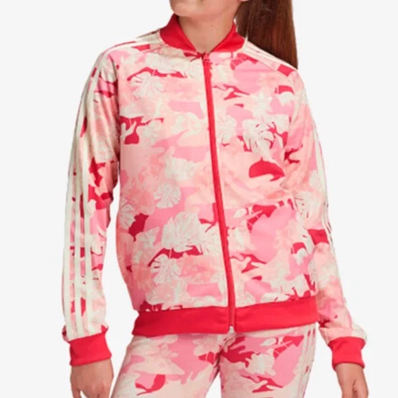 adidas Juniors' Cream/Pink/Red Girls' SST Track Jacket, Size: Small, Polyester